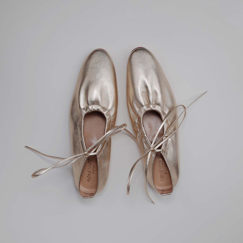 golden lady round toe ballet shoes