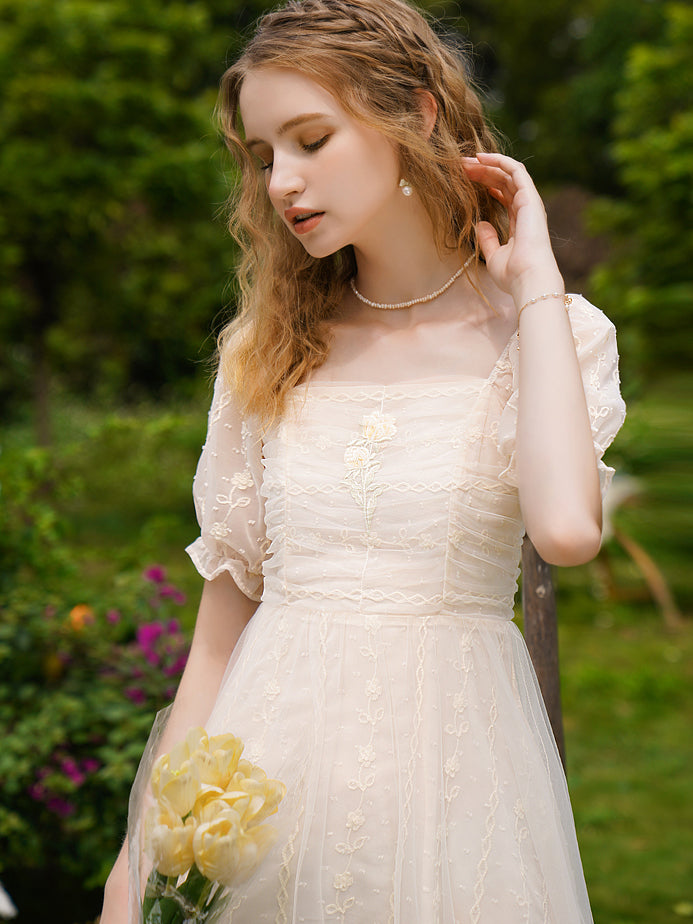 Queen Flower Embroidered French Dress 