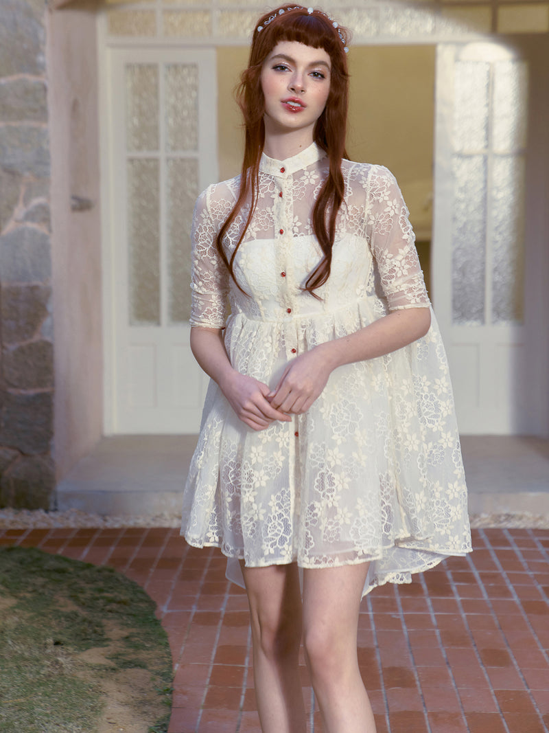Innocent lady floral embroidered dress