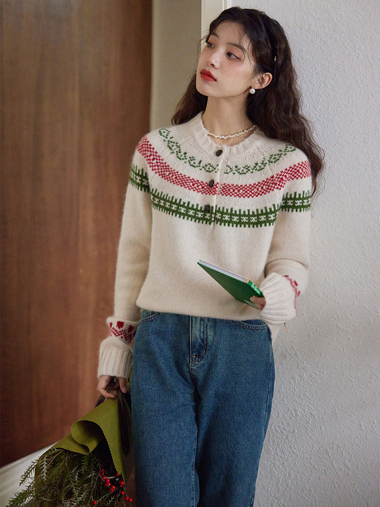 Fair Isle pattern knit sweater
