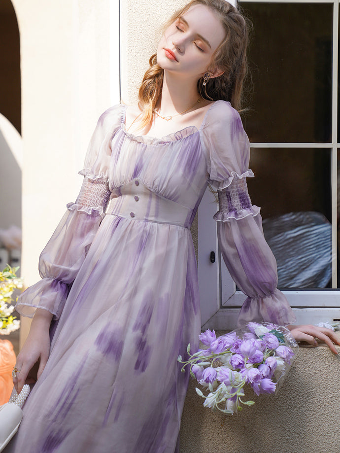 wisteria purple bleeding picture french dress 