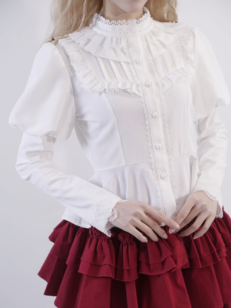 Embroidered lace blouse for a pure white lady[Scheduled to be shipped from early July to late July 2023]