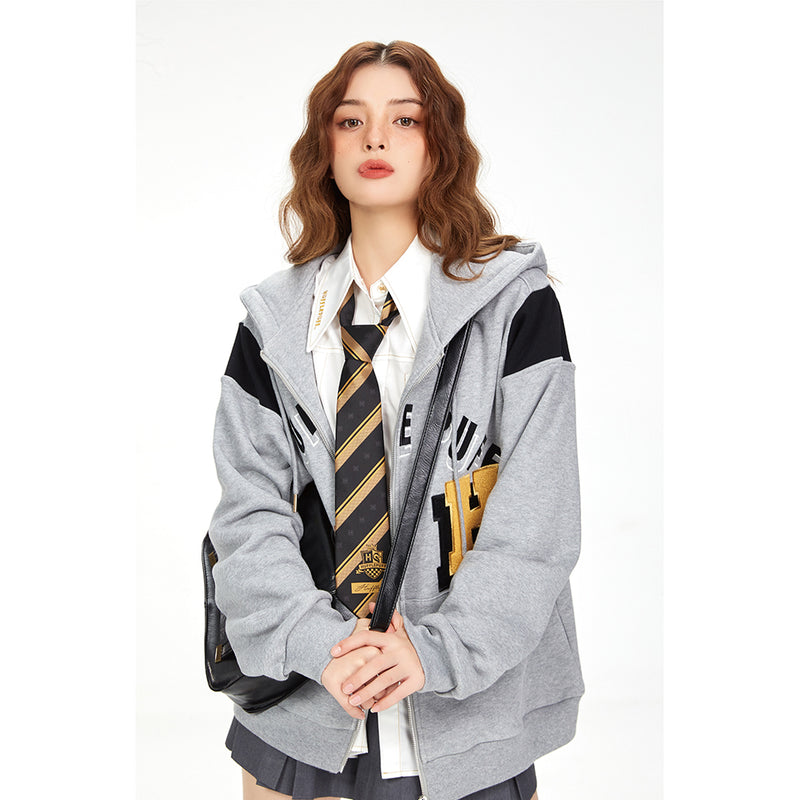 magic school embroidered zip-up hoodie