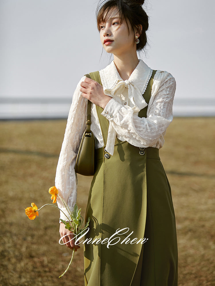 Forest thick red strap skirt