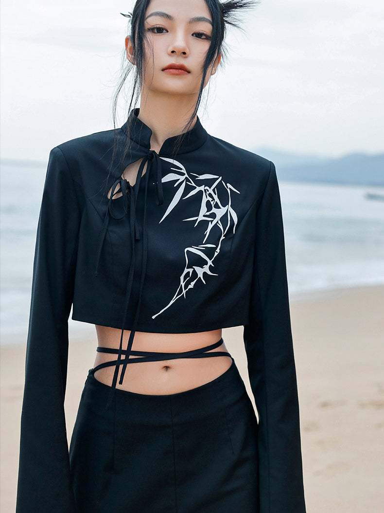 Moonlight bamboo grove China short jacket