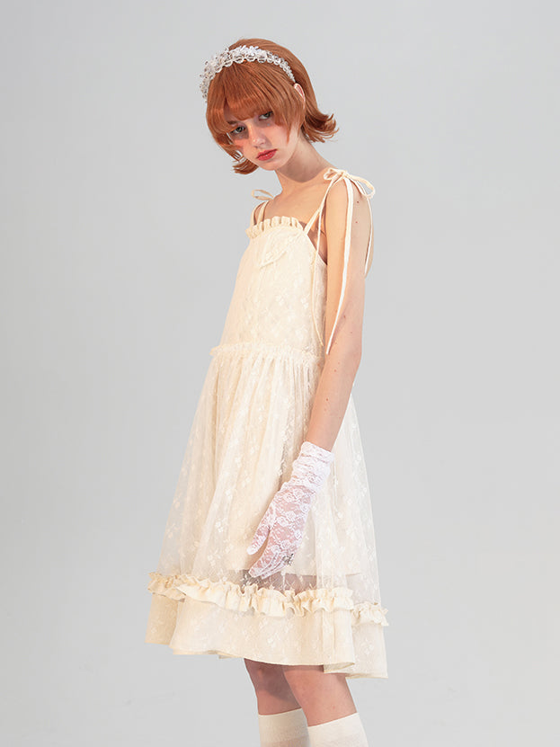 Lady's floral mesh camisole dress