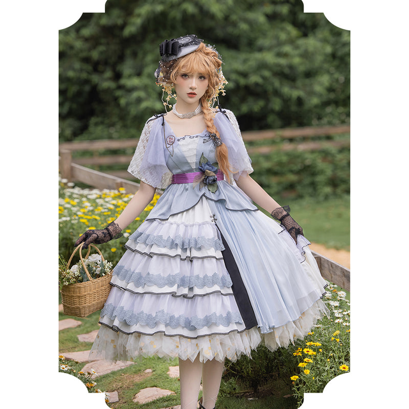Court Queen's Embroidered Elegant Tops and Skirts