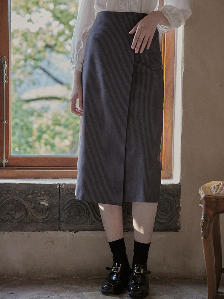 Dark Gray Vertical Striped Classical Skirt