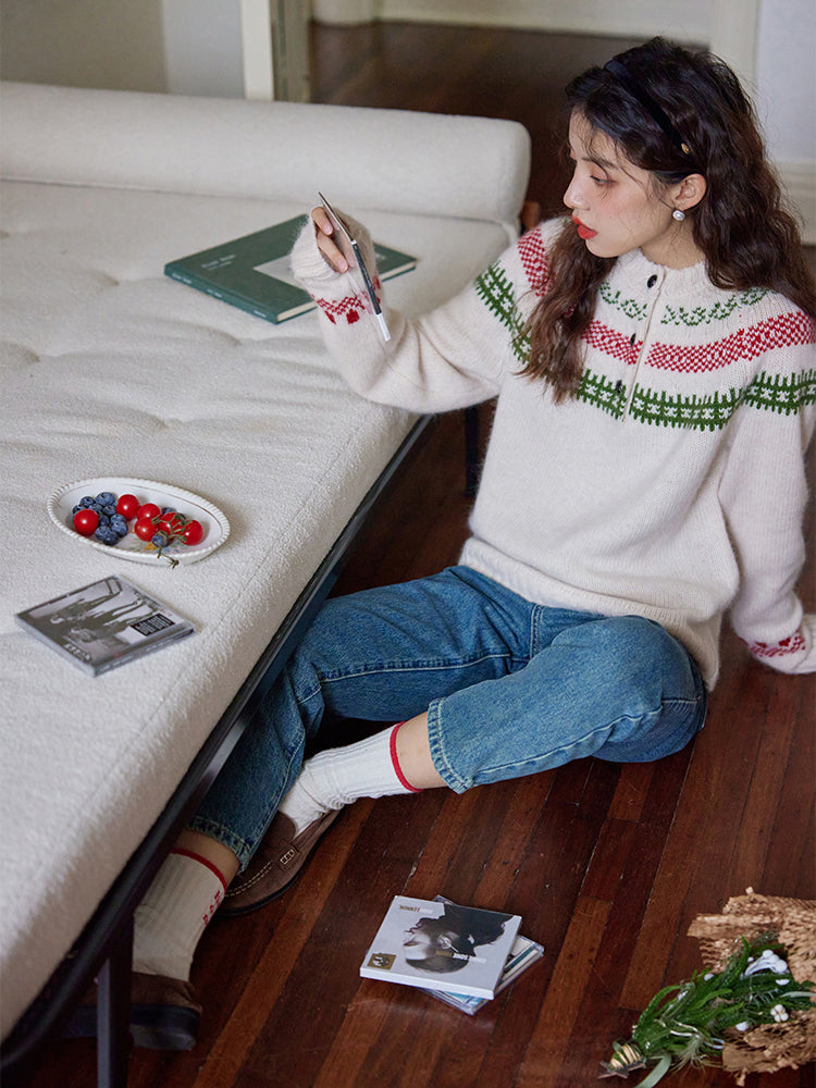 Fair Isle pattern knit sweater