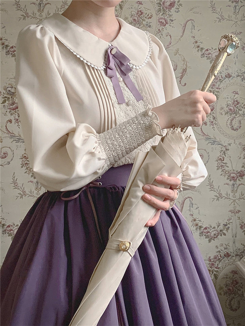 菫色の刺繍コルセットスカート