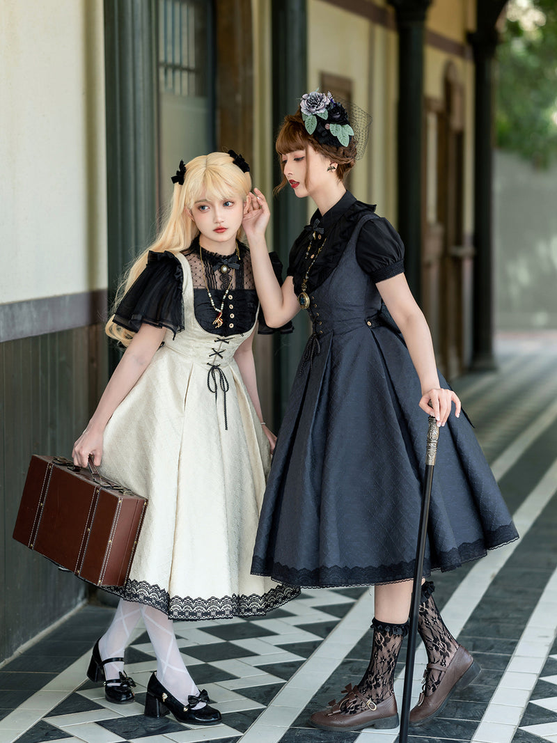 British Lady's Embroidered Classical Jumper Skirt and Blouse [Scheduled to be shipped from late May to mid-June 2023]