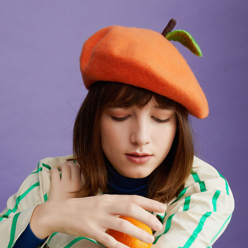 tangerine fruit beret 
