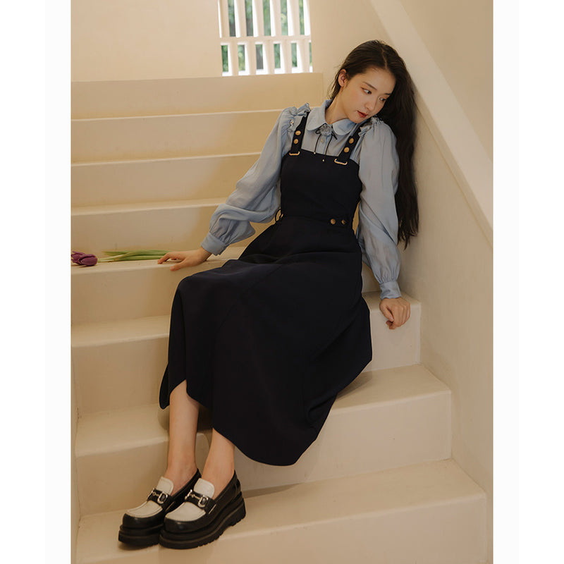 Dark indigo literary classical jumper skirt