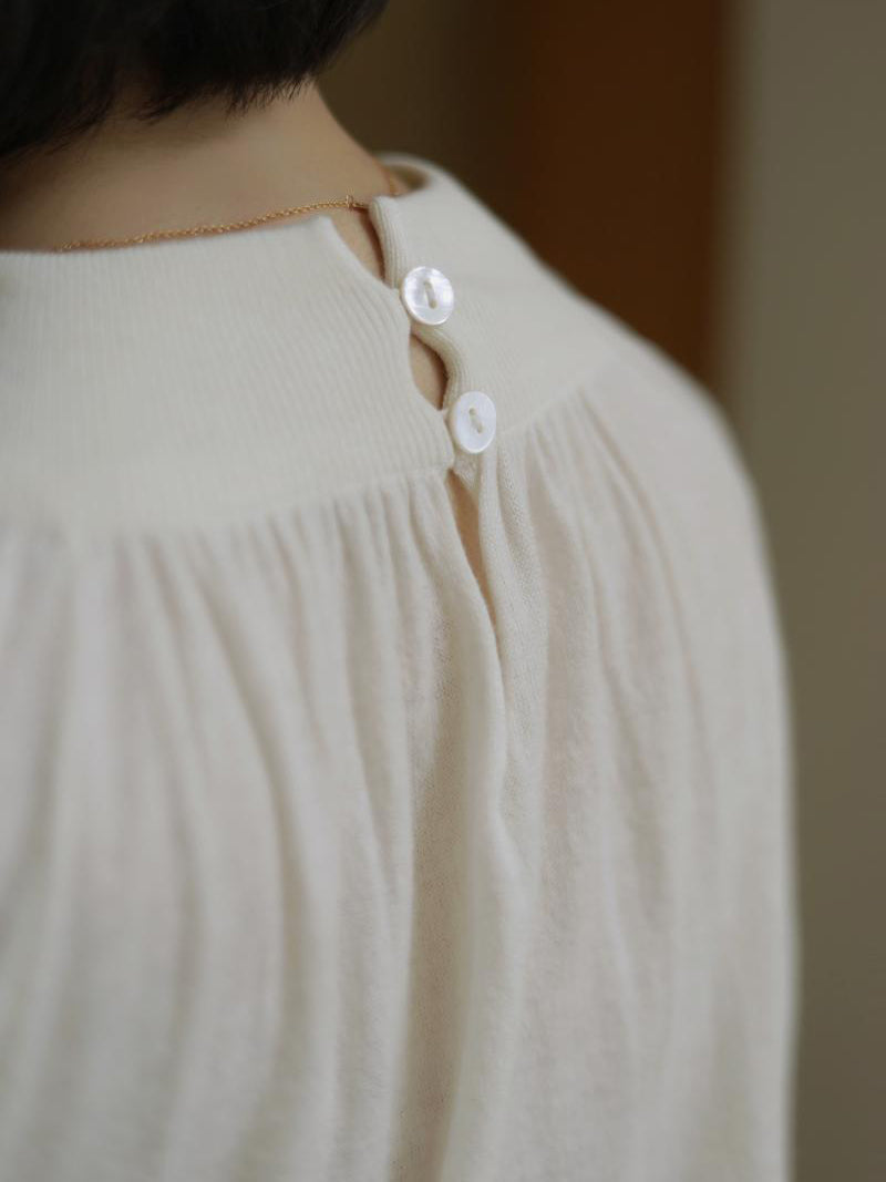 Lady of Paris High Neck Knit and Pleated Knit Long Skirt