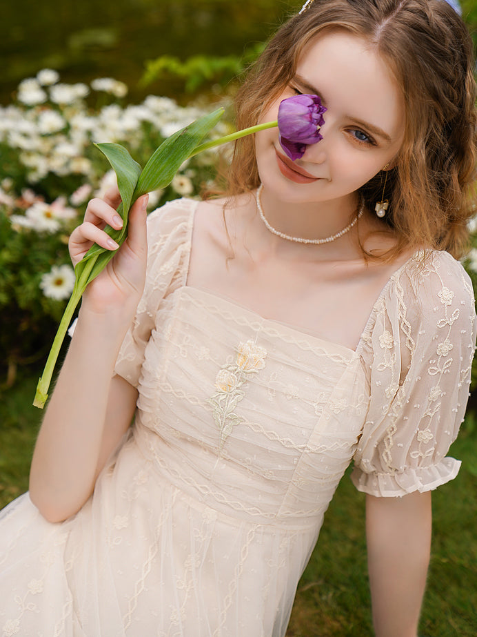 Queen Flower Embroidered French Dress 