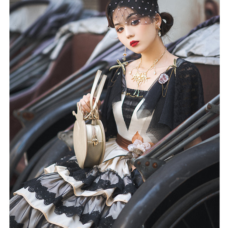 Court Queen's Embroidered Elegant Tops and Skirts