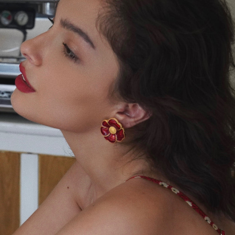 crimson millet earring