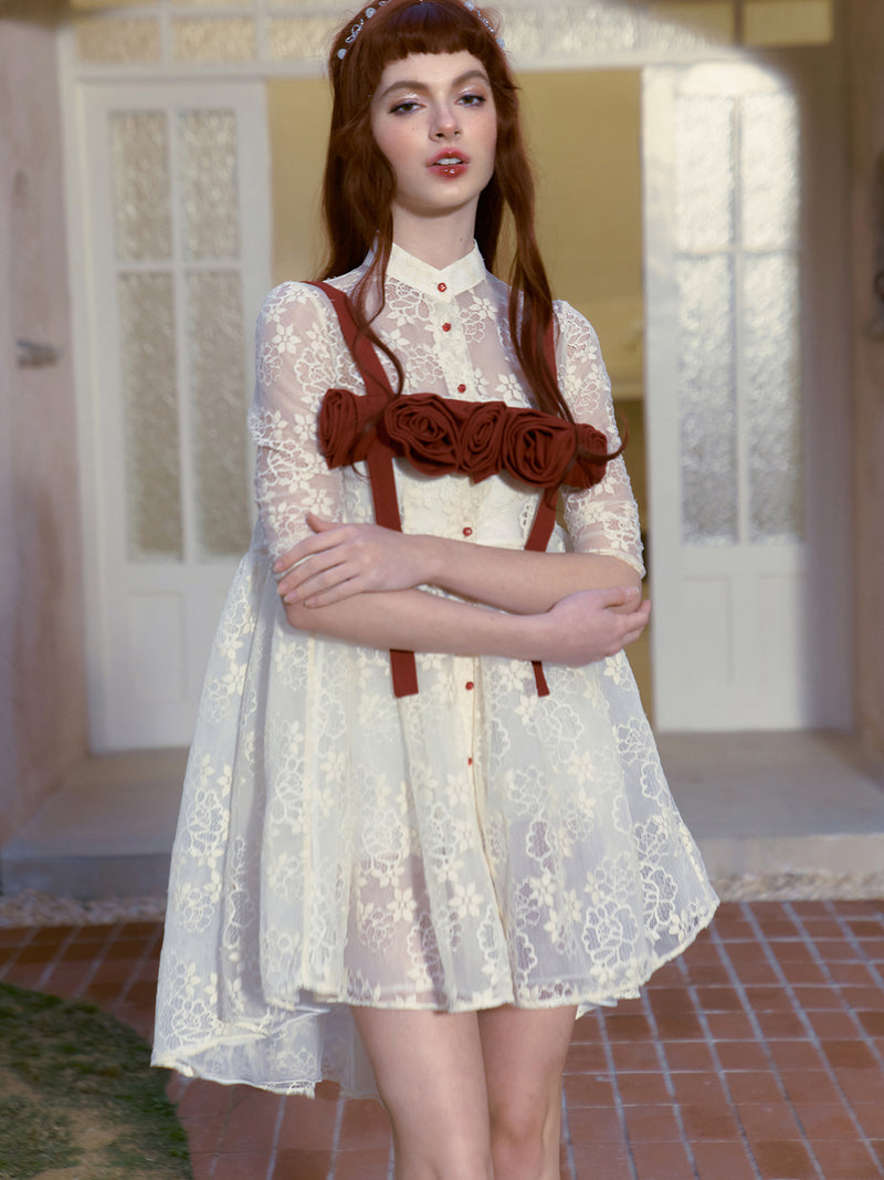 Innocent lady floral embroidered dress