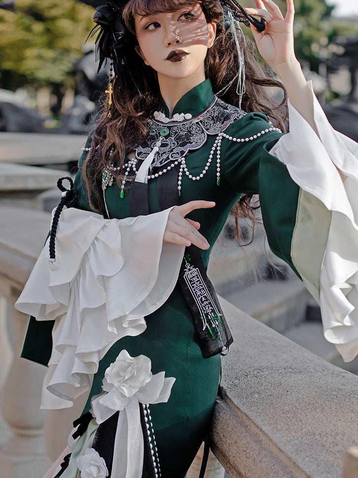 Dark Green Queen's Embroidery Elegant China Dress [Planned to be shipped from early April to late April 2023]