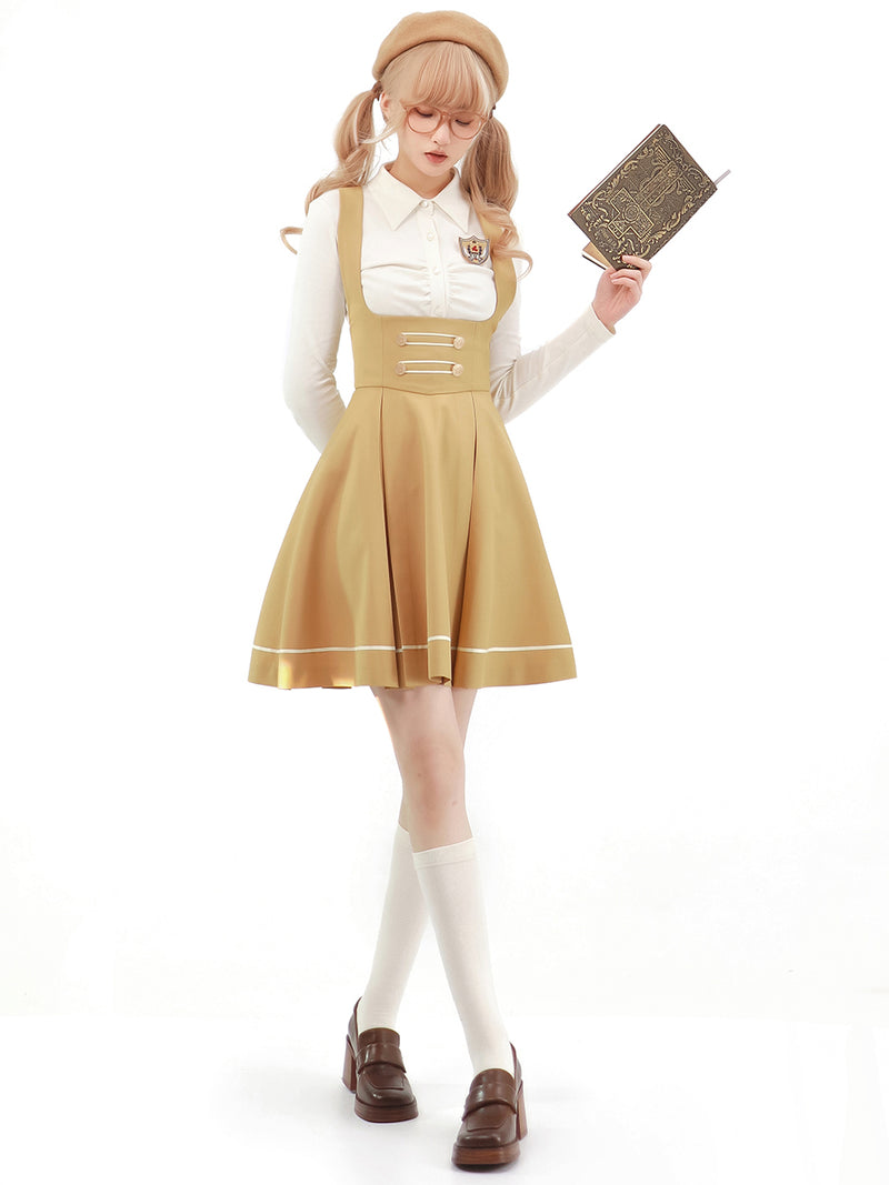 芥子色の文学少女ジャンパースカートとブラウス