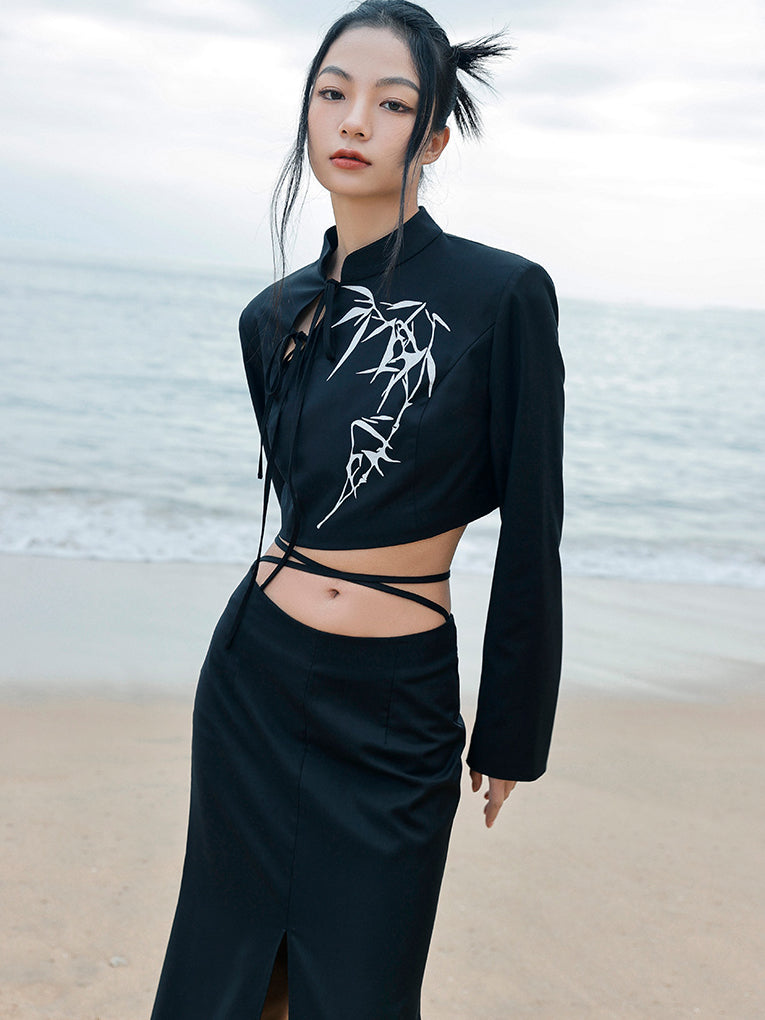 Moonlight bamboo grove China short jacket