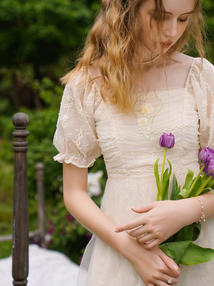 Queen Flower Embroidered French Dress 