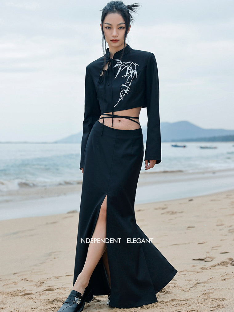 Moonlight bamboo grove China short jacket