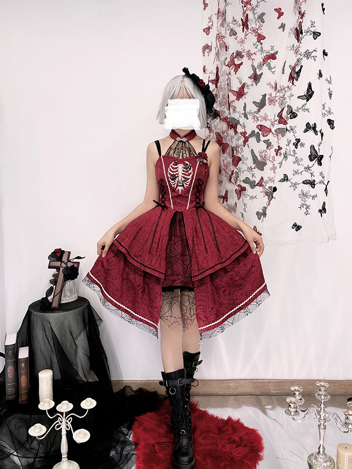 Crimson Rose and Rib Jacquard Jumper Skirt and Jacquard Jacket [Scheduled to be shipped in mid-April 2023]