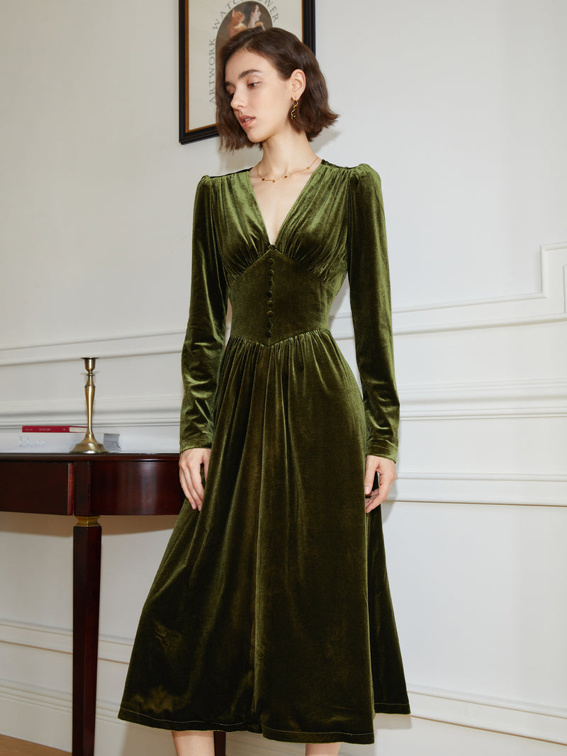 Buy Women's Green Velvet Dresses Online | Next UK