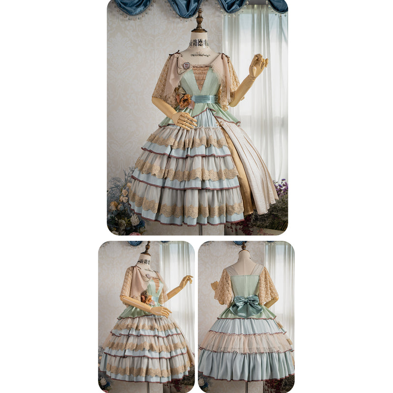 Court Queen's Embroidered Elegant Tops and Skirts