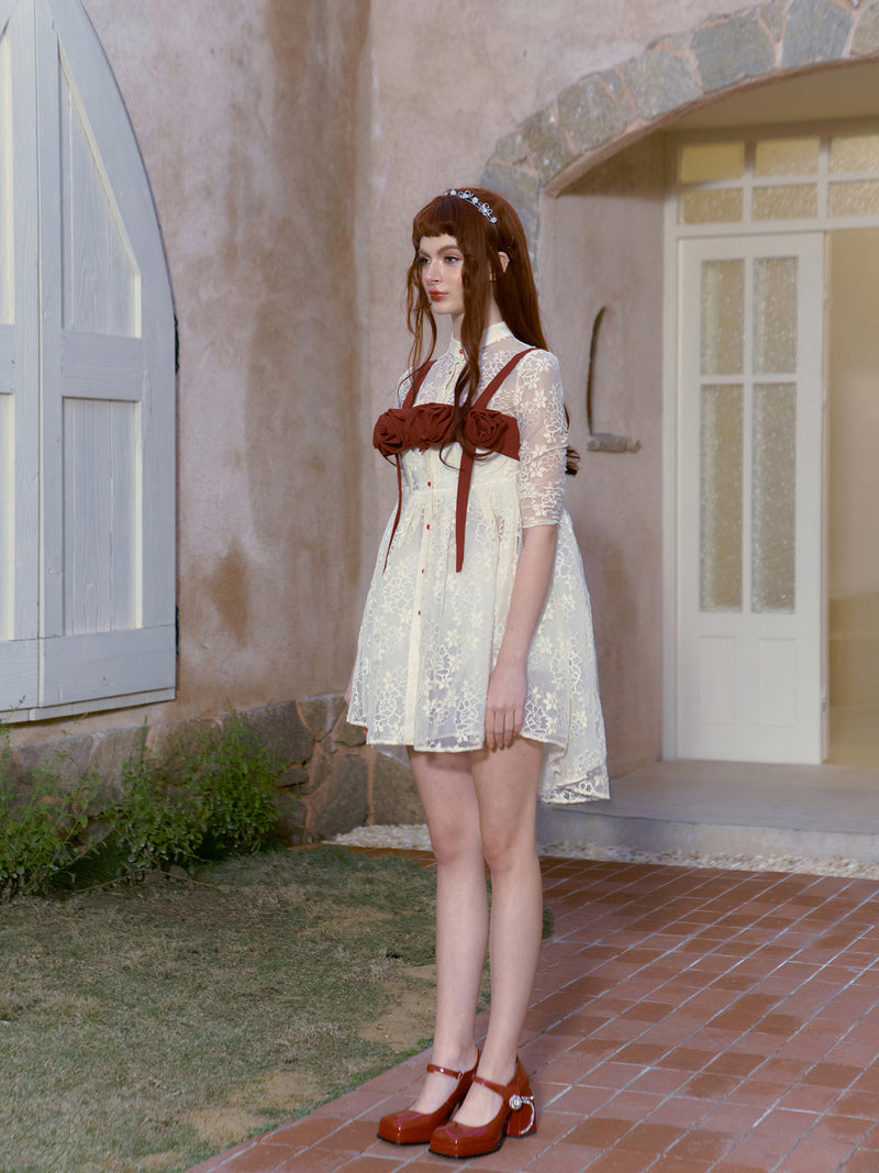 Innocent lady floral embroidered dress