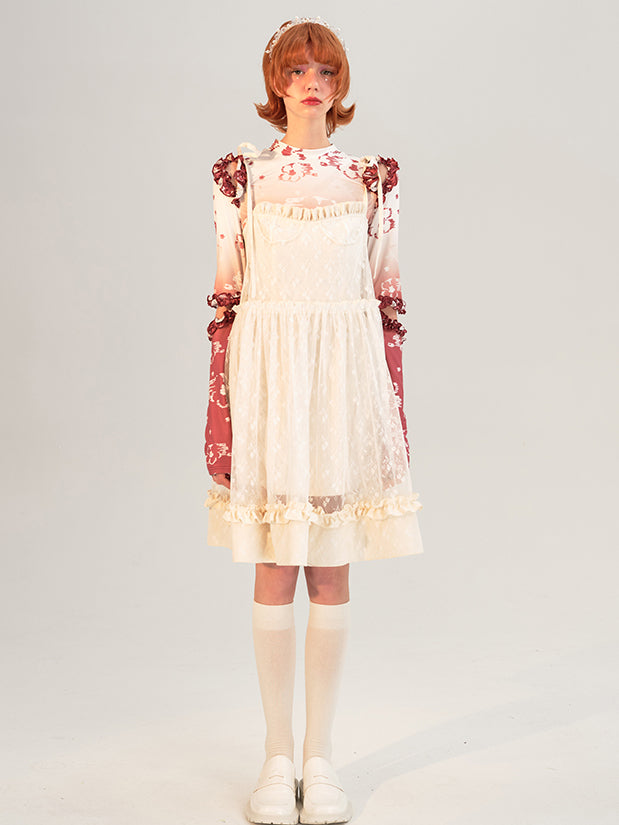 Lady's floral mesh camisole dress