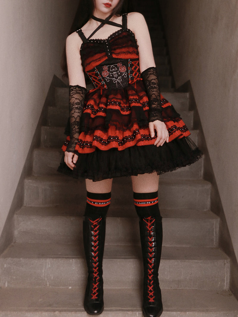 Dream Girl Halloween Red Black Corset Mini Dress Lighted Bra