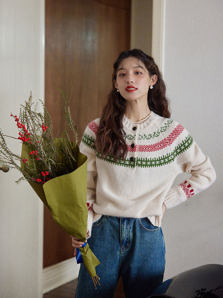 Fair Isle pattern knit sweater