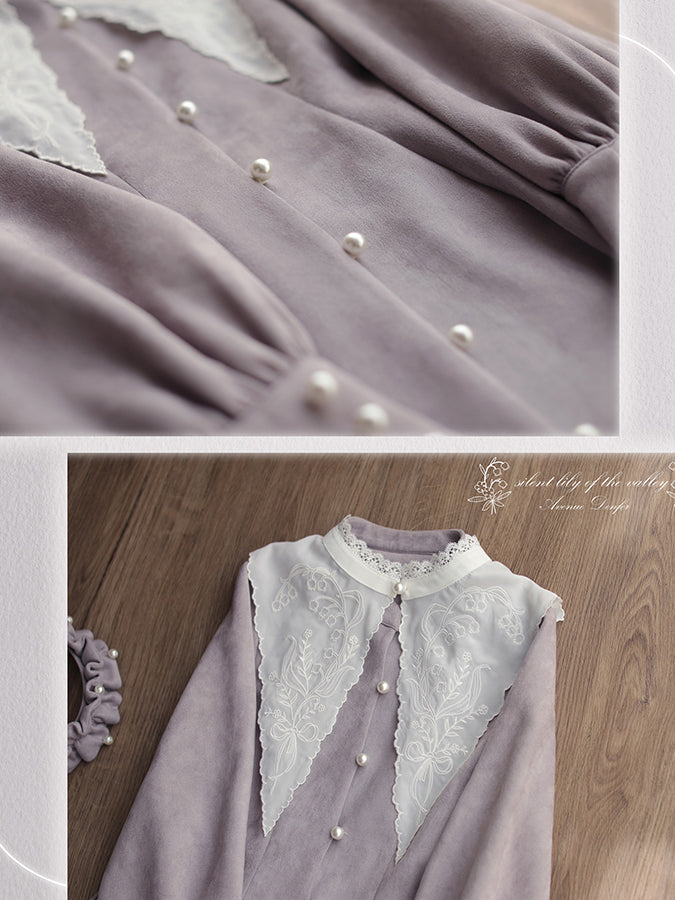 Gray purple Suzuran embroidery classical dress