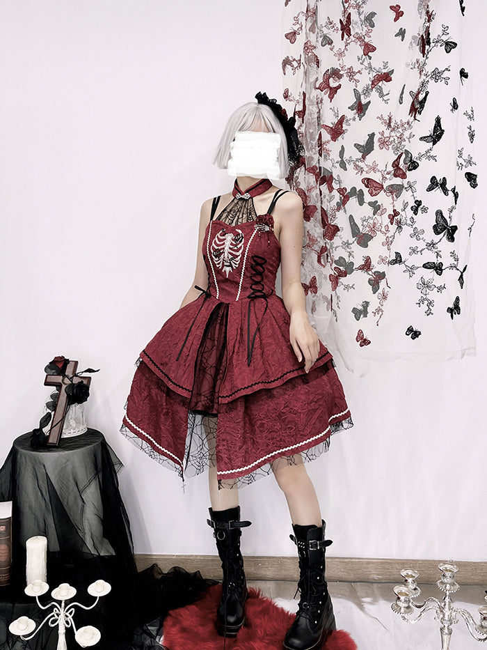 Crimson Rose and Rib Jacquard Jumper Skirt and Jacquard Jacket [Scheduled to be shipped in mid-April 2023]