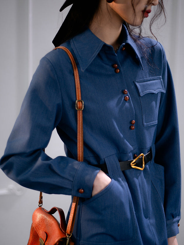 Dark blue girl's denim dress