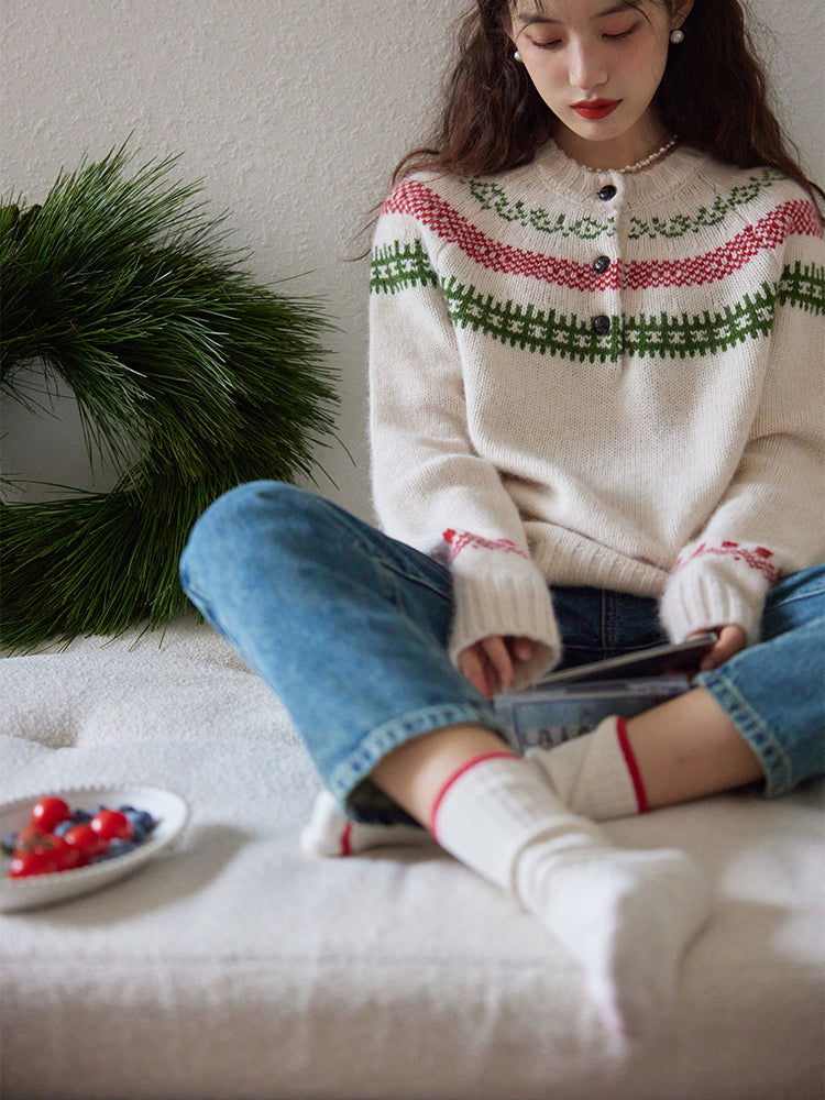 Fair Isle pattern knit sweater