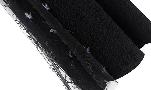 真夜中の蝶の群れチャイナロングワンピース – ManusMachina