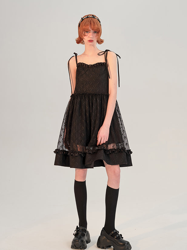 Lady's floral mesh camisole dress