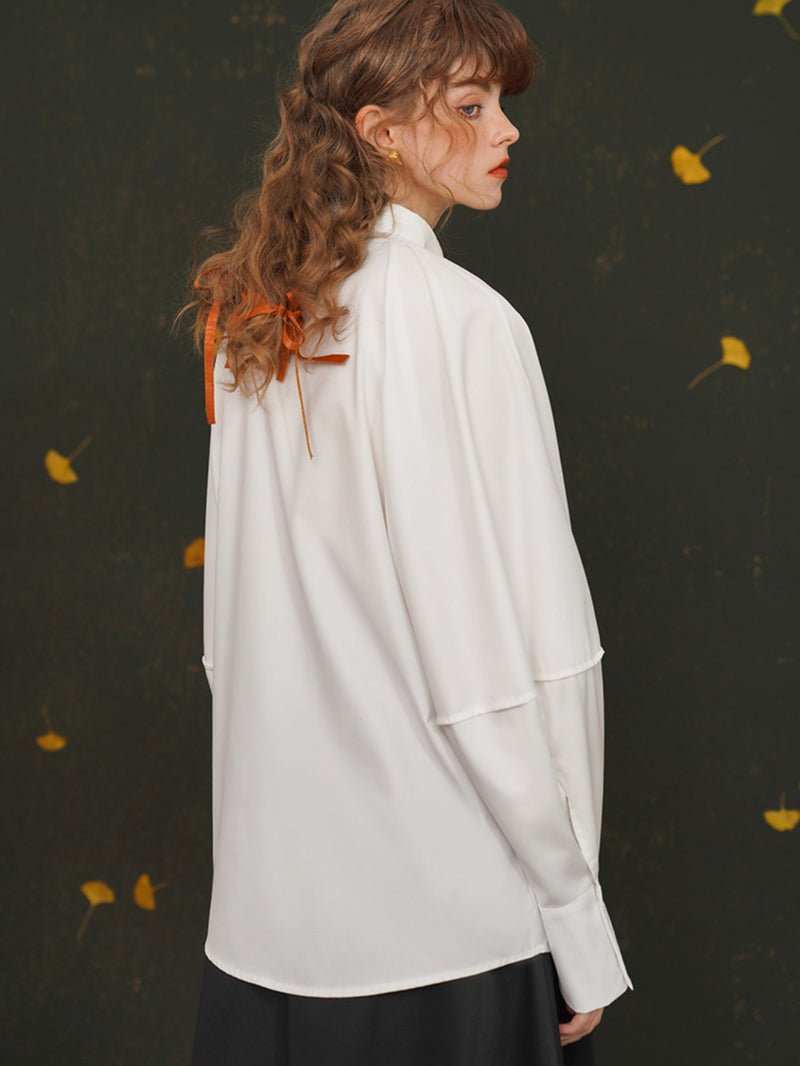 Long shirt with gold fox clasp
