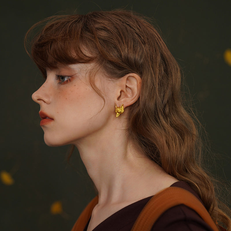 gold fox earrings