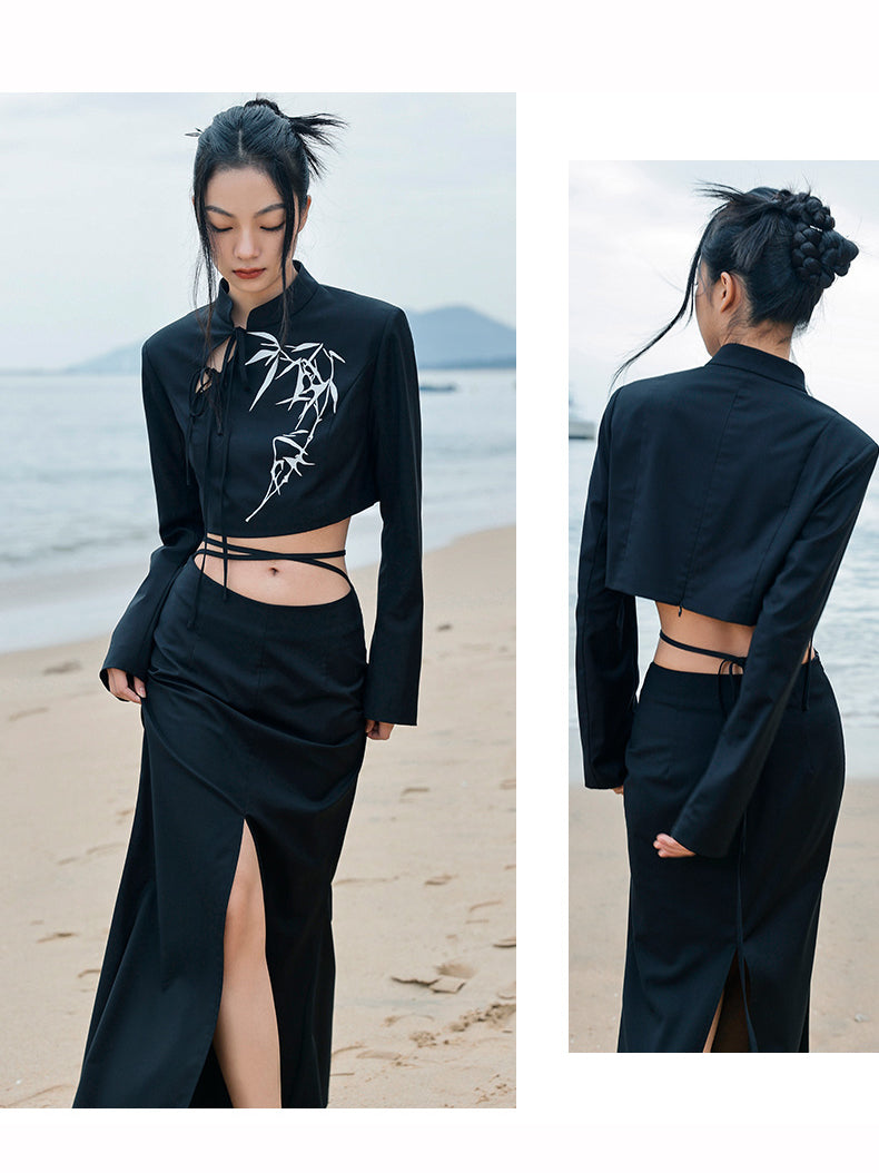 Moonlight bamboo grove China short jacket