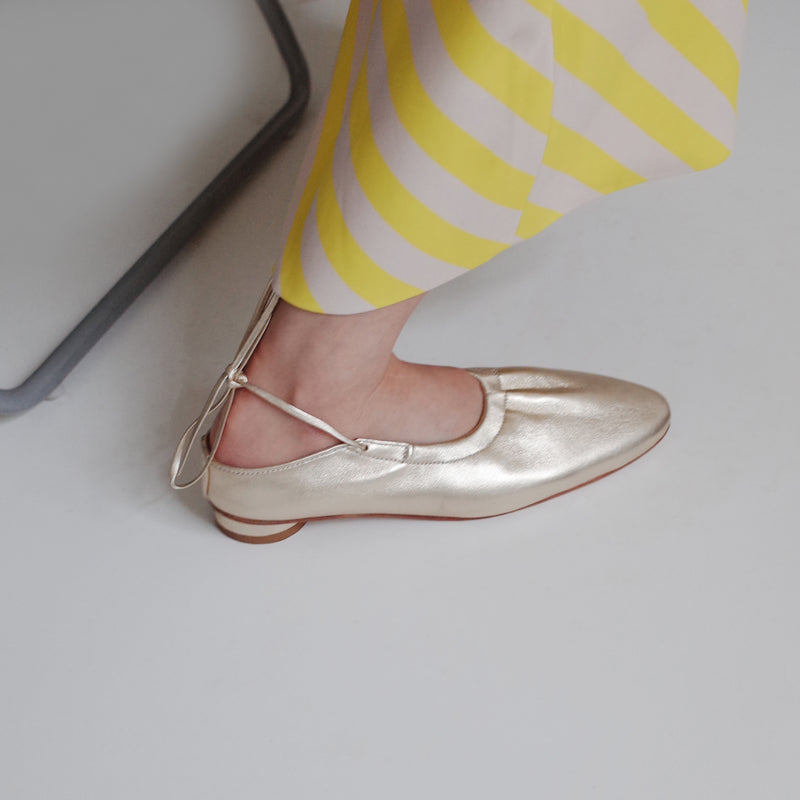 golden lady round toe ballet shoes