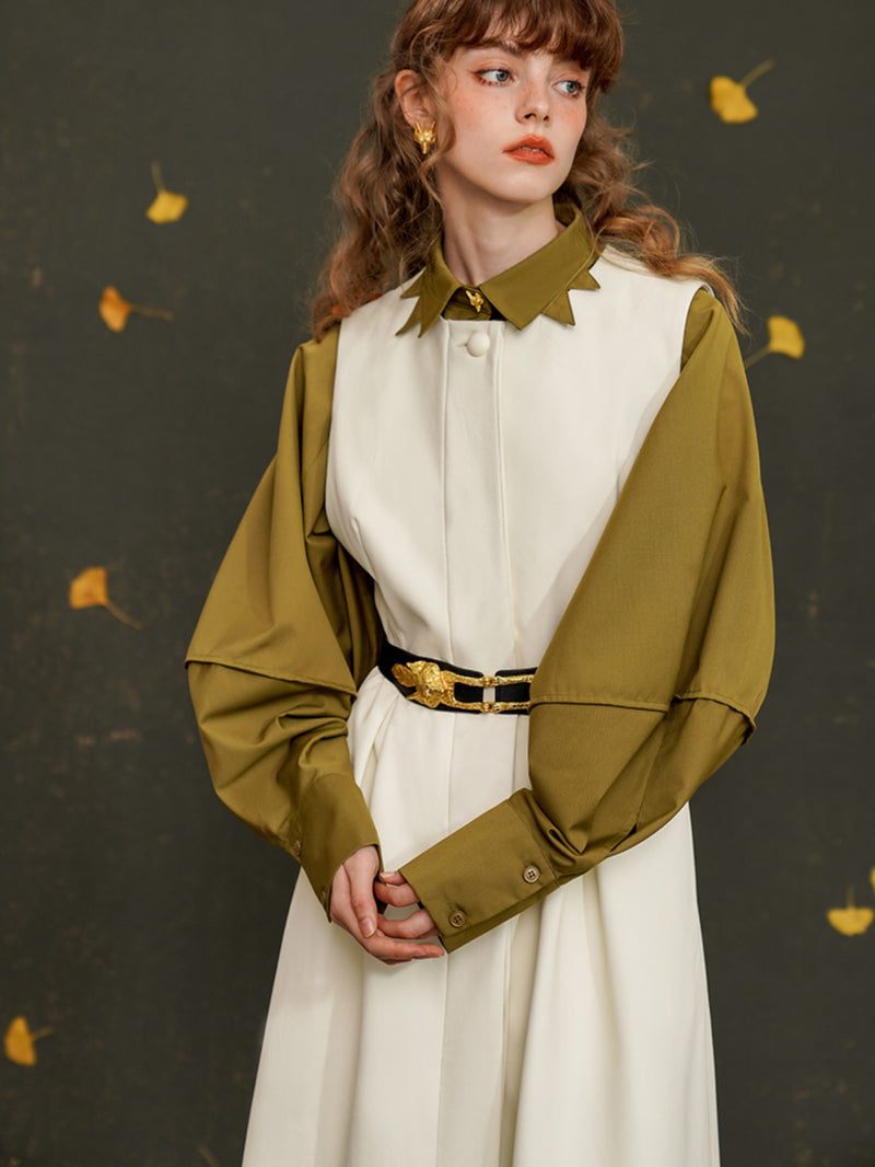 Long shirt with gold fox clasp