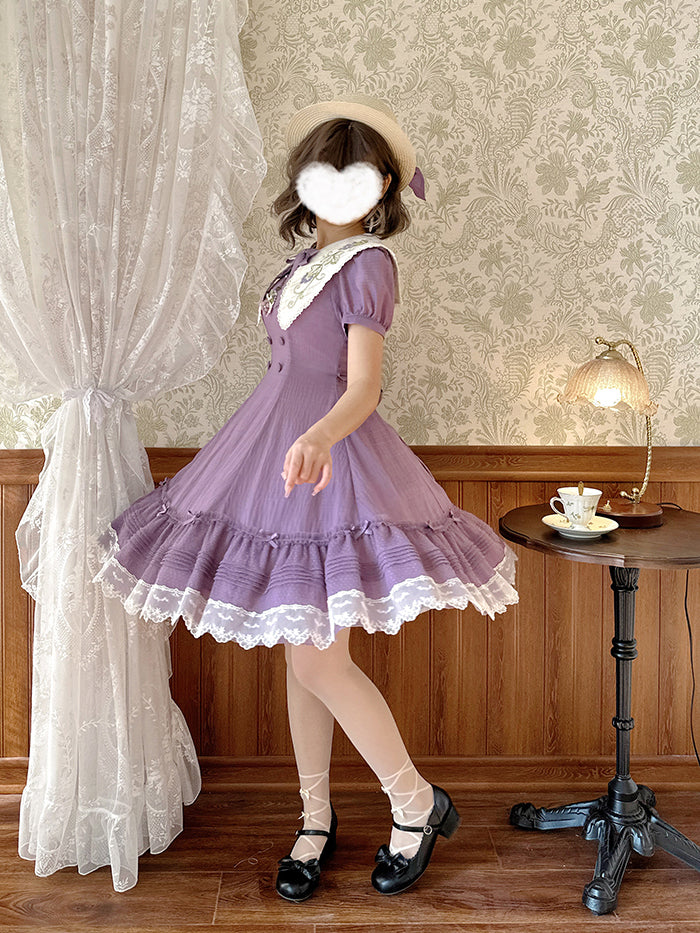 Purple grape embroidery elegant dress [Planned to be shipped from late May to mid-June 2023]