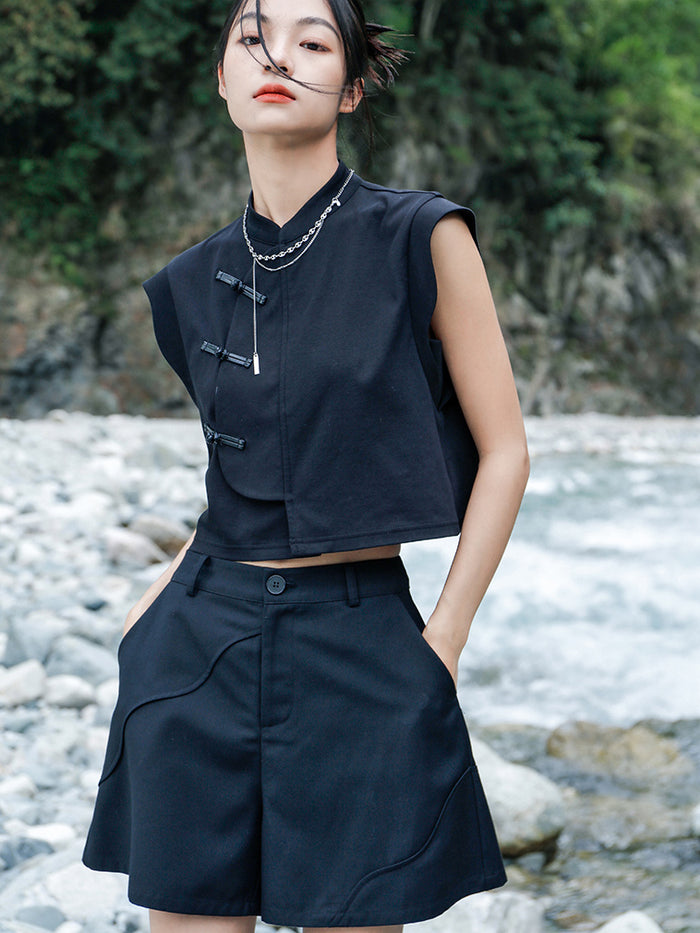 濡羽色のお嬢様チャイナショートパンツ – ManusMachina