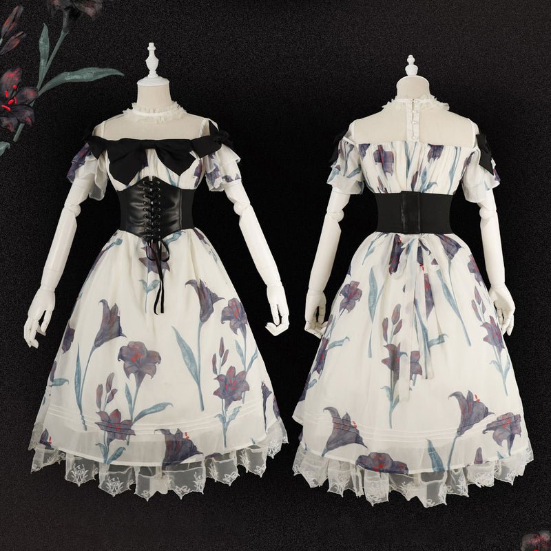 Black lily lady's corset dress
