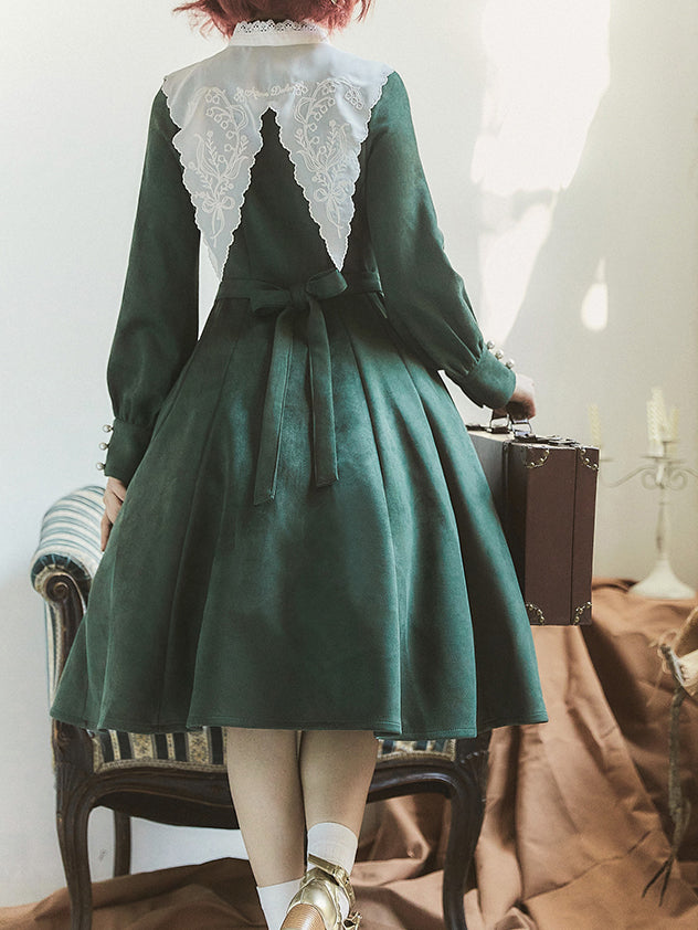 Chitose Green Suzuran Embroidery Classical Dress