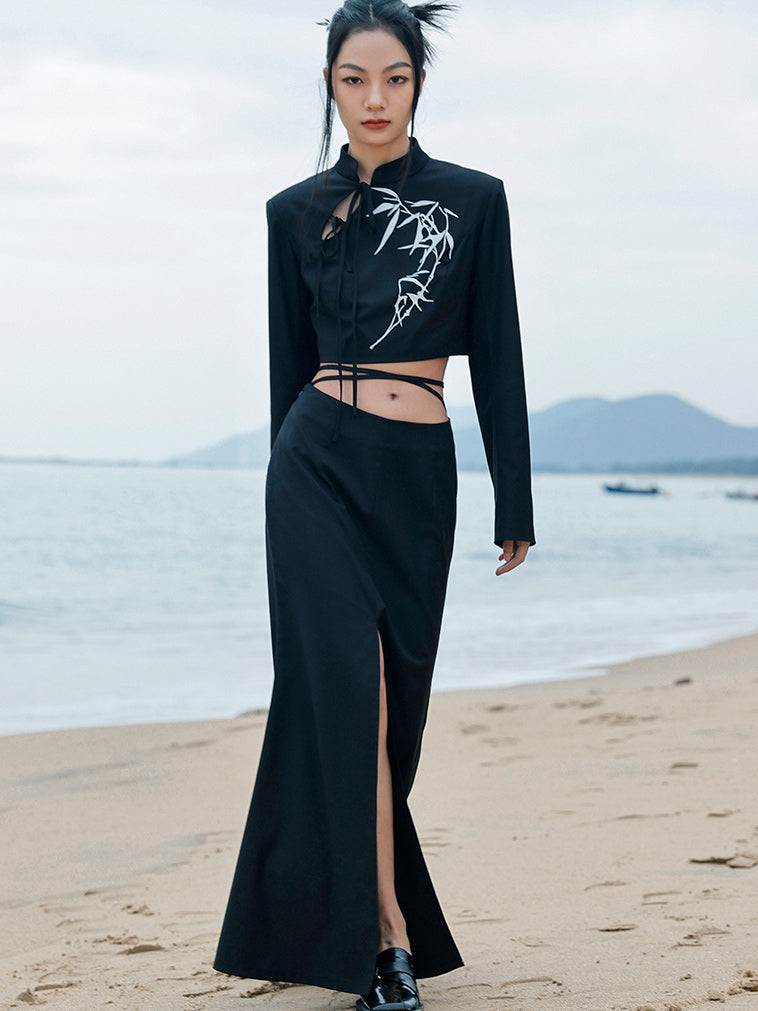 Moonlight bamboo grove China short jacket